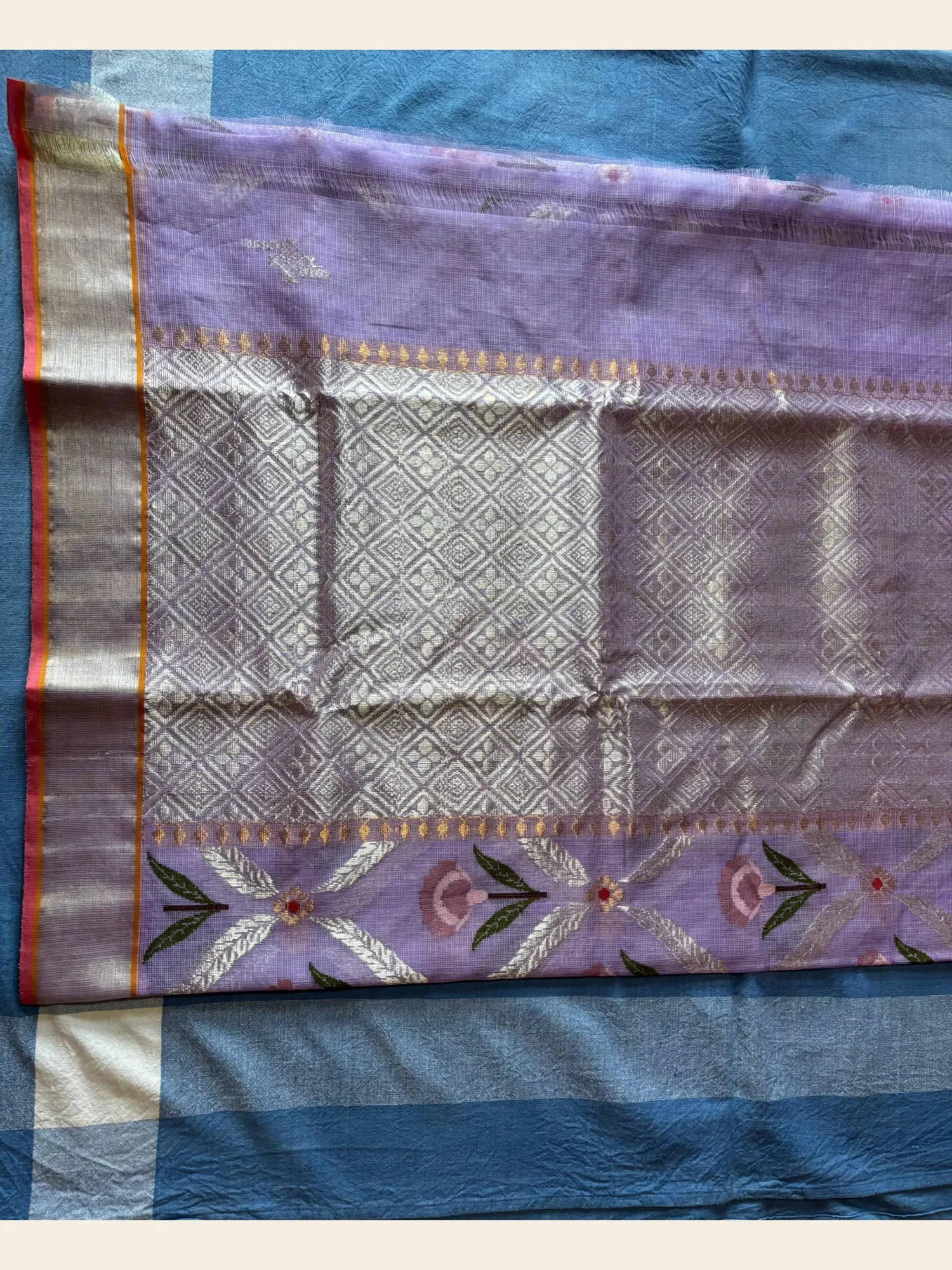 Purple Jal kota Doria Saree Front View